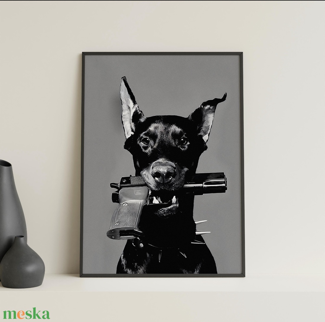 Fekete-fehér kutyás falikép � modern, vagány dekor, 42�30 cm - otthon & életmód - dekoráció - kép & falikép - poszter - Meska.hu