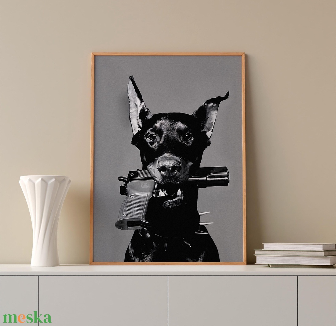 Fekete-fehér kutyás falikép � modern, vagány dekor, 42�30 cm - otthon & életmód - dekoráció - kép & falikép - poszter - Meska.hu