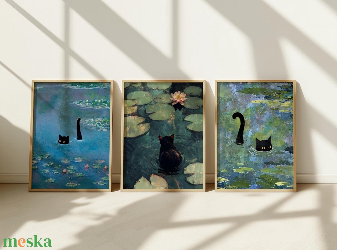 3 db-os macskás falikép szett � modern, összeillő dekoráció, 42�30 cm/db - otthon & életmód - dekoráció - kép & falikép - poszter - Meska.hu