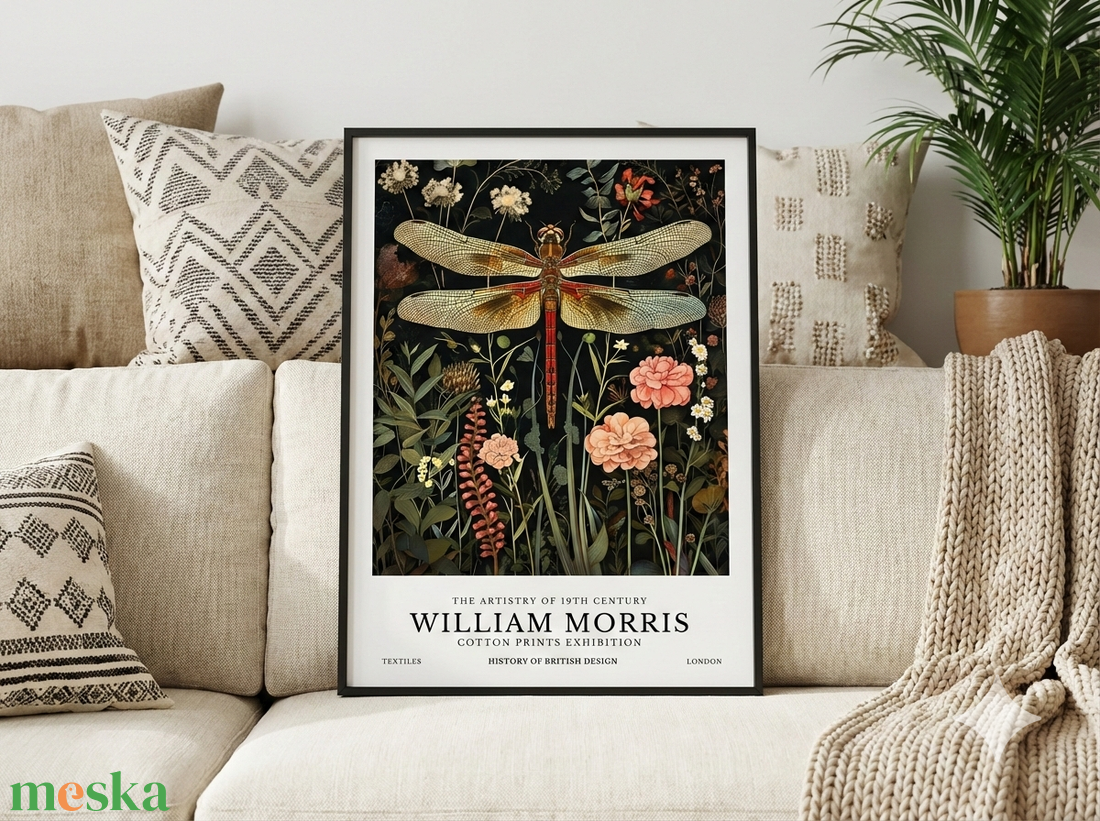 William Morris stílusú szitakötős poszter � klasszikus művészi falikép, 42�30 cm - otthon & életmód - dekoráció - kép & falikép - poszter - Meska.hu