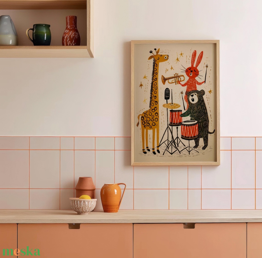 Zenélő állatkákat ábrázoló poszter � vidám, kreatív falikép, 42�30 cm - otthon & életmód - dekoráció - kép & falikép - poszter - Meska.hu