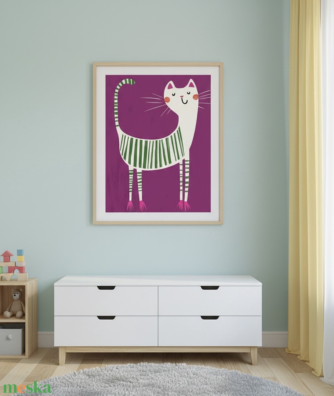 Lila hátteres macskás poszter � modern, hangulatos falikép, 42�30 cm - otthon & életmód - dekoráció - kép & falikép - poszter - Meska.hu