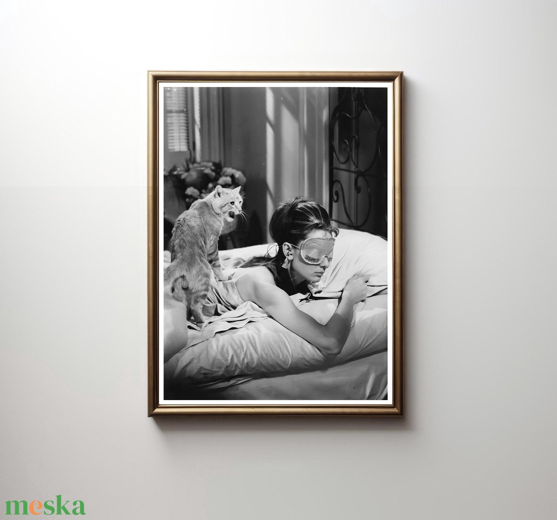 Audrey Hepburn macskás poszter � vintage fekete-fehér falikép, 42x30cm - otthon & életmód - dekoráció - kép & falikép - poszter - Meska.hu