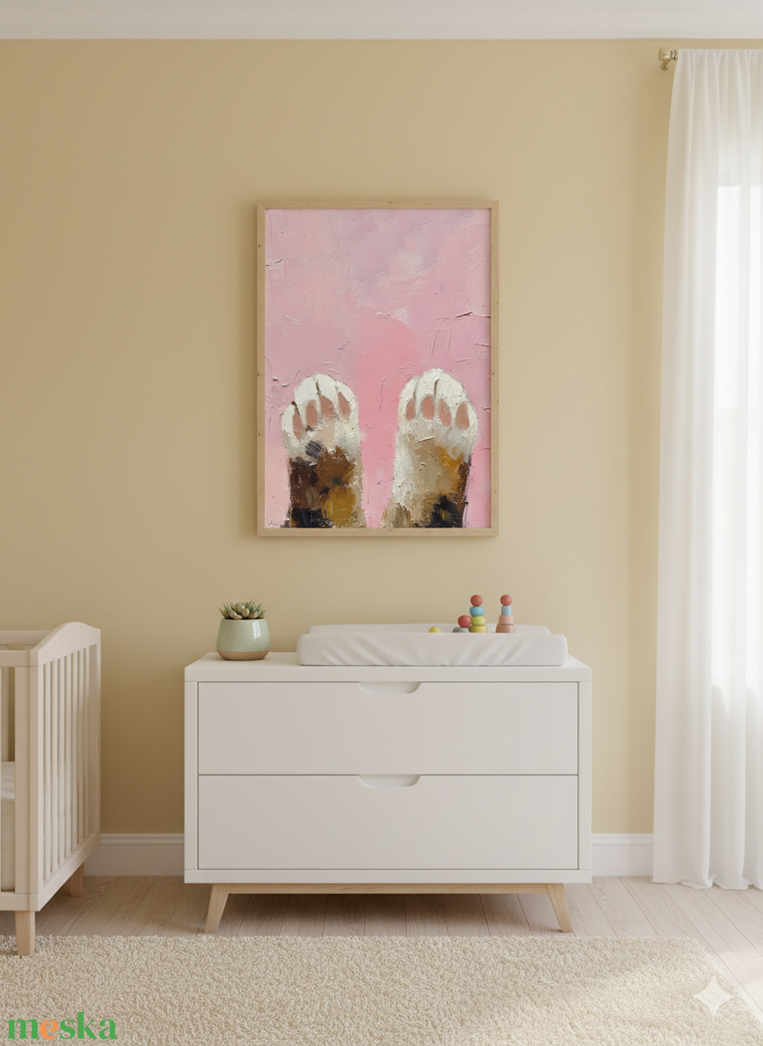 Cicatalpak pink háttérrel � vidám, macskás falikép, 42�30 cm - otthon & életmód - dekoráció - kép & falikép - poszter - Meska.hu