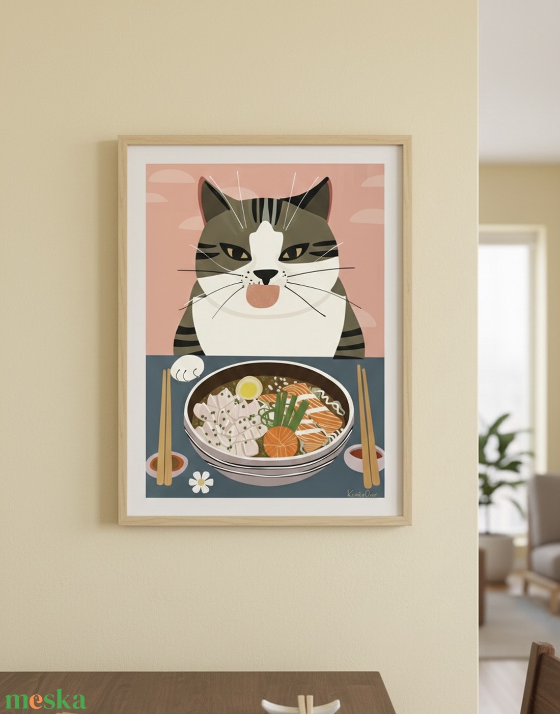 Aranyos, játékos falikép rózsaszín háttérrel és cicatalp mintákkal. A vidám színvilág és a cuki macskás motívum igazán h - otthon & életmód - dekoráció - kép & falikép - poszter - Meska.hu