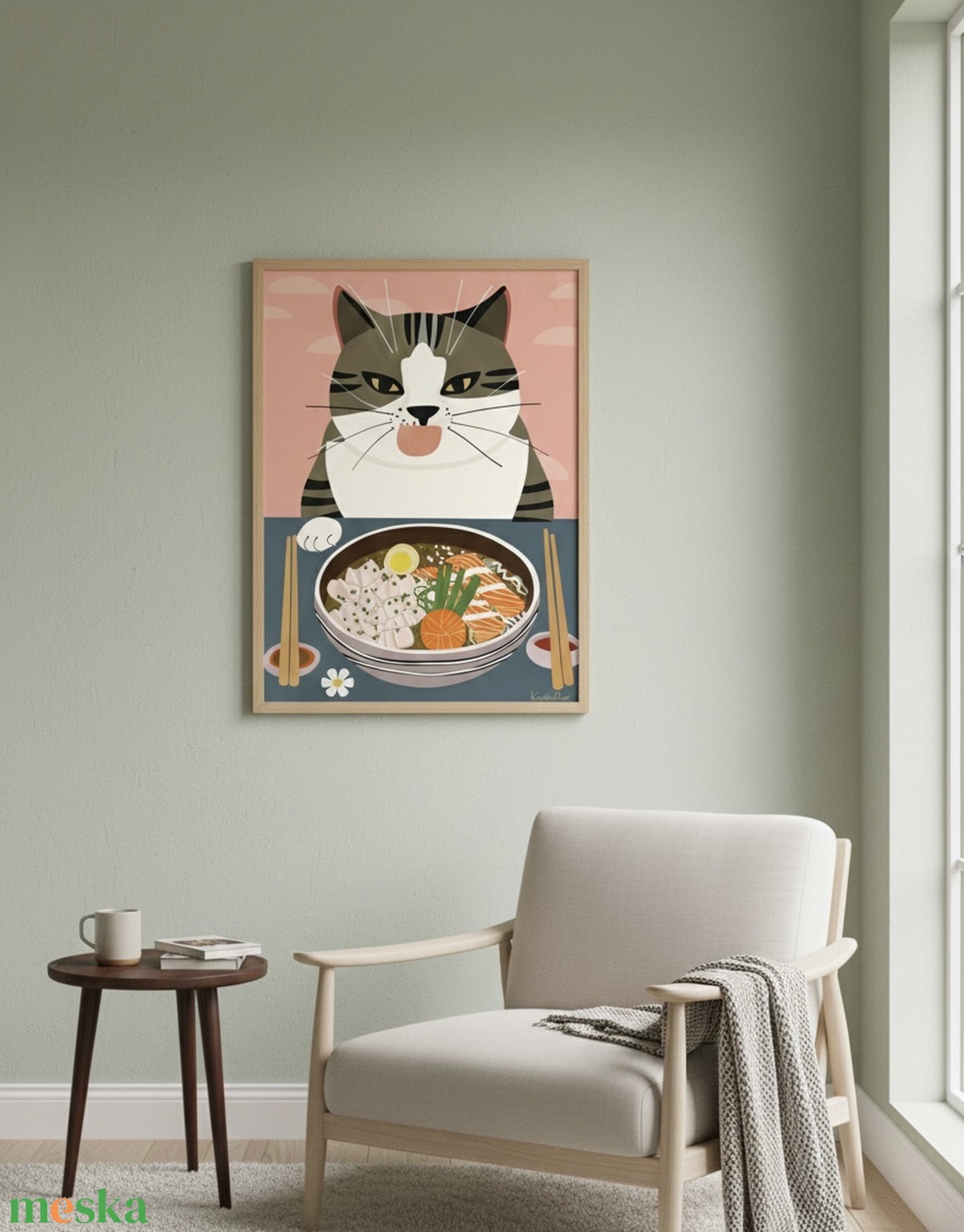 Aranyos, játékos falikép rózsaszín háttérrel és cicatalp mintákkal. A vidám színvilág és a cuki macskás motívum igazán h - otthon & életmód - dekoráció - kép & falikép - poszter - Meska.hu