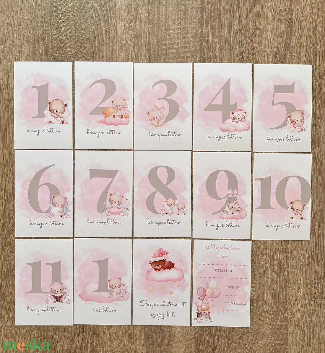 Baba mérföldkő kártyák � 10�15 cm � 1-11 hónap + különleges pillanatok babafotó kellék, babaváró ajándék - baba - mama - babafotózás - baba mérföldkő kártyák - Meska.hu
