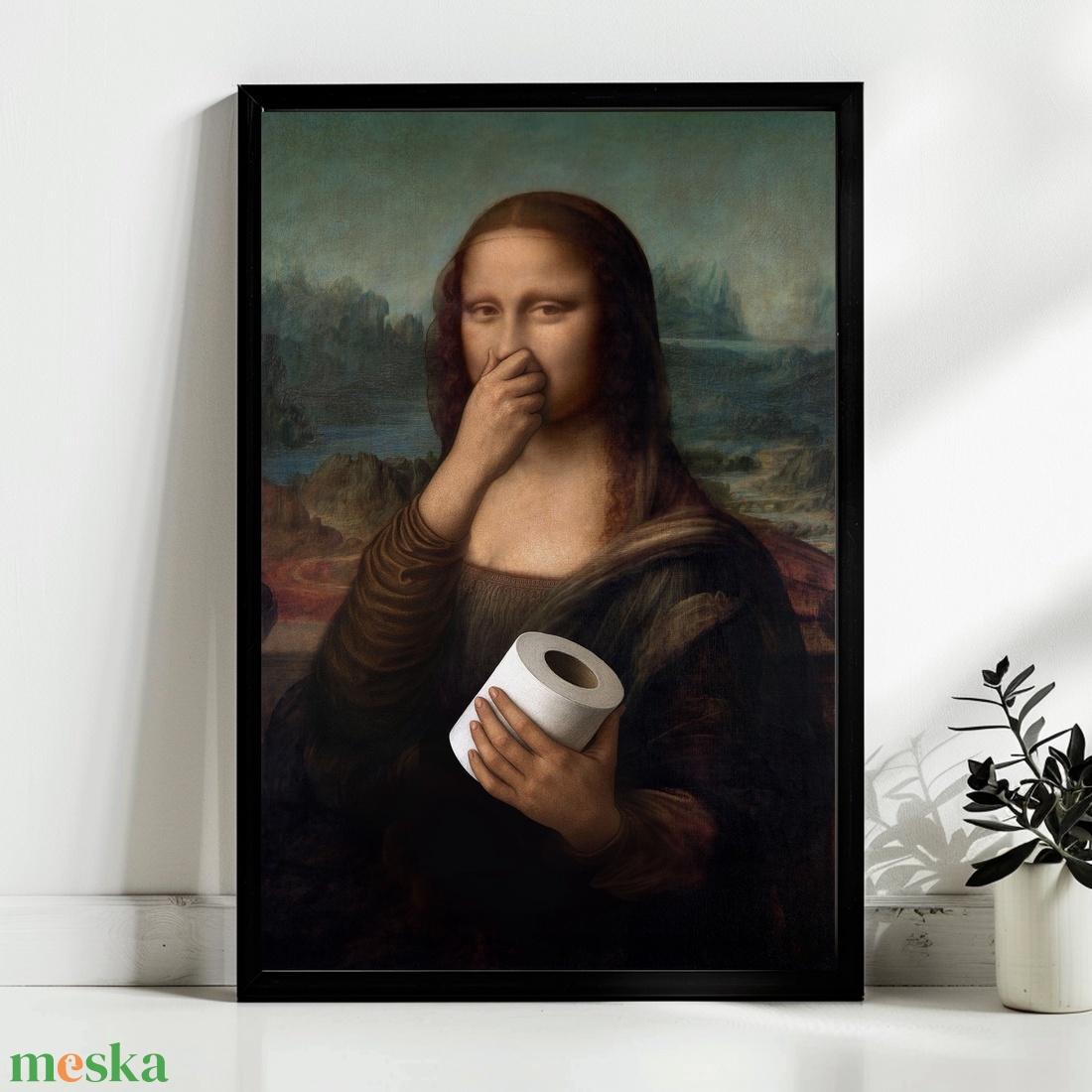 Mona Lisa WC-papírral poszter � humoros fürdőszobai falikép, 42�30 cm - otthon & életmód - dekoráció - kép & falikép - poszter - Meska.hu