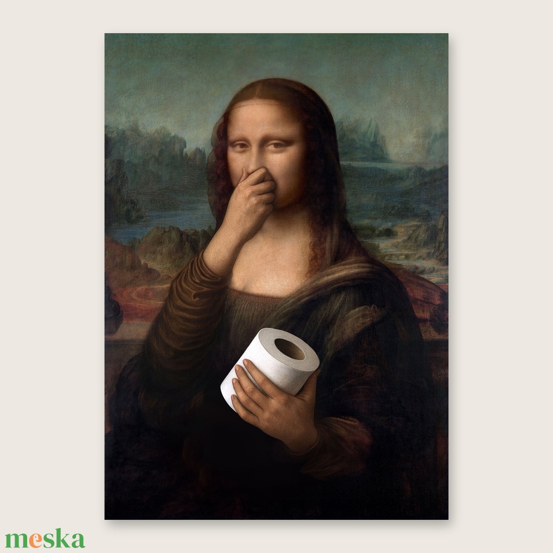Mona Lisa WC-papírral poszter � humoros fürdőszobai falikép, 42�30 cm - otthon & életmód - dekoráció - kép & falikép - poszter - Meska.hu