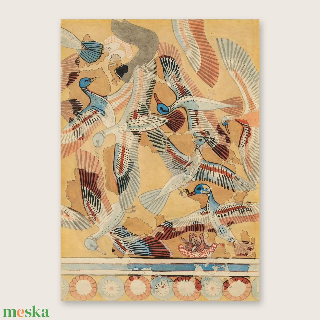 Vintage kacsás poszter � repülő vadkacsák, művészi falikép, 42�30 cm - otthon & életmód - dekoráció - kép & falikép - poszter - Meska.hu
