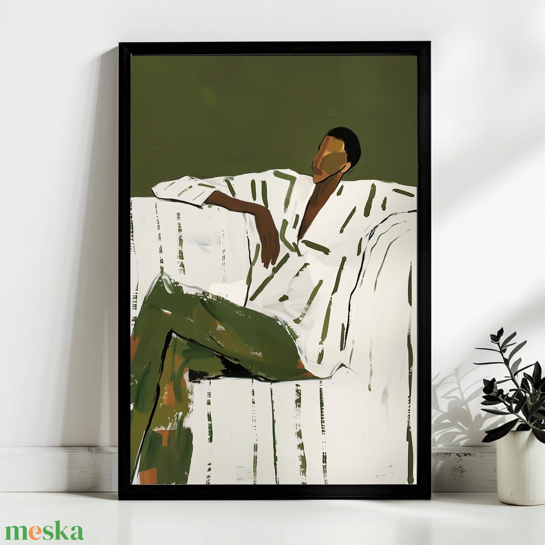 Zöld elegancia poszter � modern festményszerű férfialak, minimalista falikép, 42�30 cm - otthon & életmód - dekoráció - kép & falikép - poszter - Meska.hu