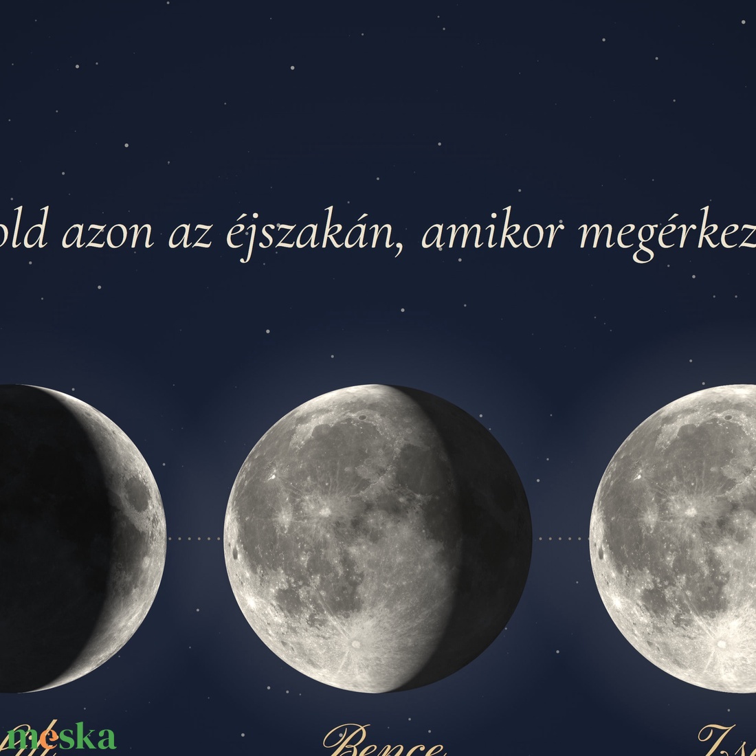 Holdfázis poszter � a Hold a gyerekek, unokák születésének éjszakáján, személyre szabott, 40�30 cm - otthon & életmód - dekoráció - kép & falikép - poszter - Meska.hu