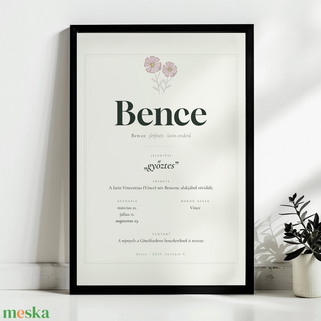 A neved jelentése � névjelentés poszter névnappal és születési virággal, személyre szabott, 40�30 cm - baba - mama - babaszoba dekoráció - babaposzter - Meska.hu