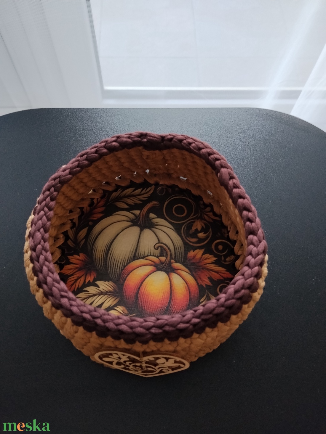 Horgolt kosárka - otthon & életmód - dekoráció - asztal és polc dekoráció - dekorációs tál, tartó - Meska.hu