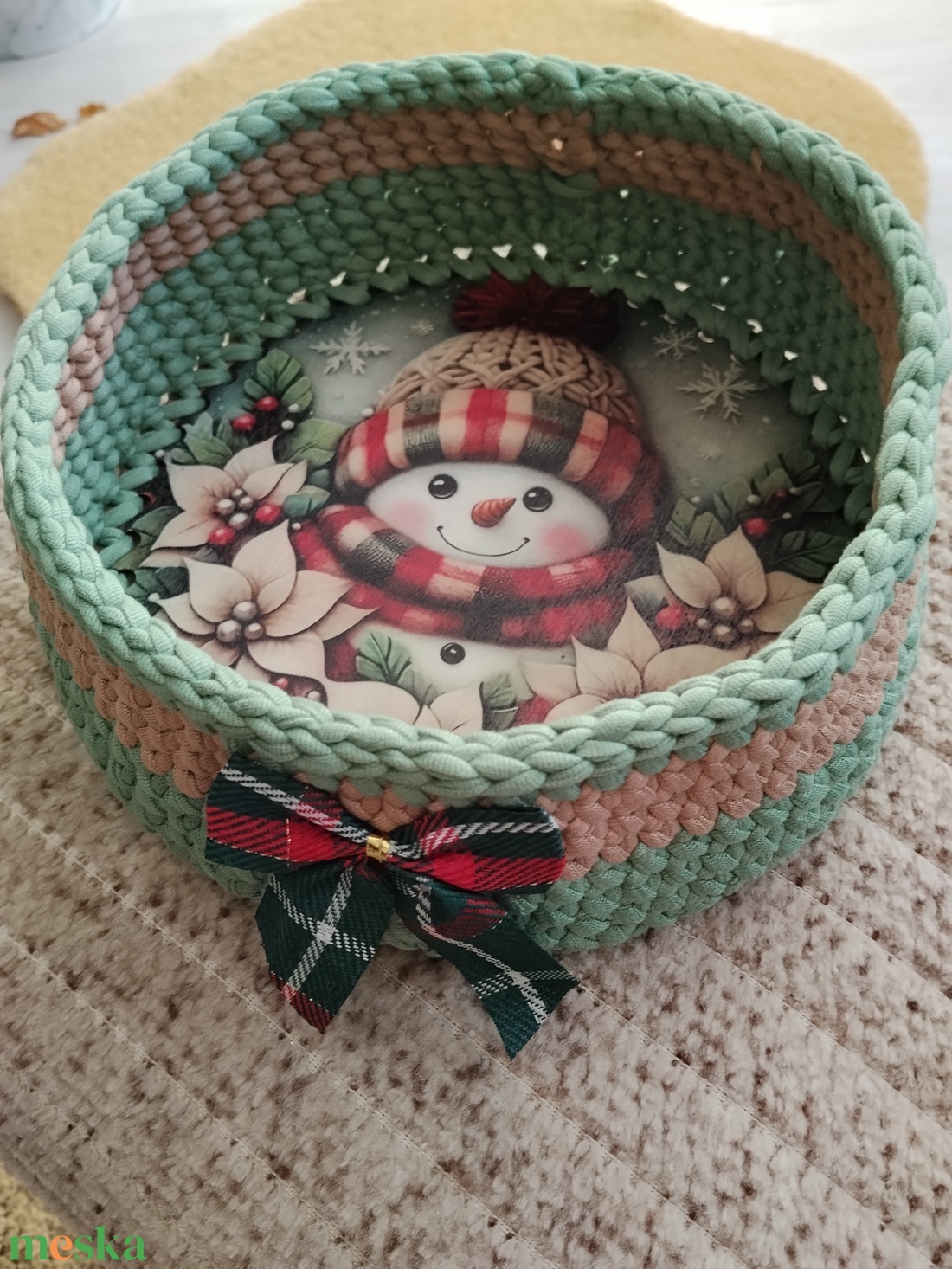 Horgolt kosárka - otthon & életmód - dekoráció - asztal és polc dekoráció - dekorációs tál, tartó - Meska.hu