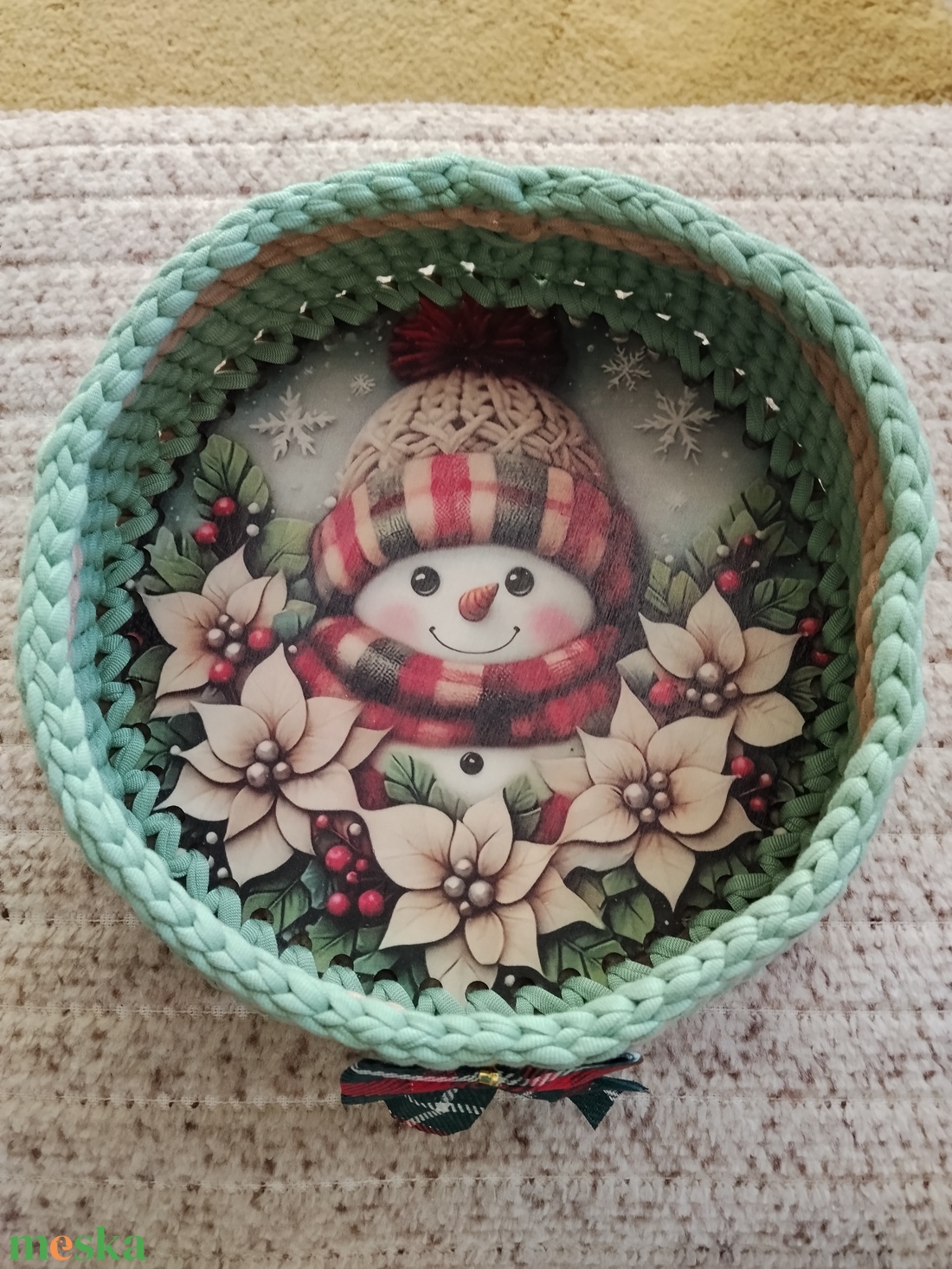 Horgolt kosárka - otthon & életmód - dekoráció - asztal és polc dekoráció - dekorációs tál, tartó - Meska.hu