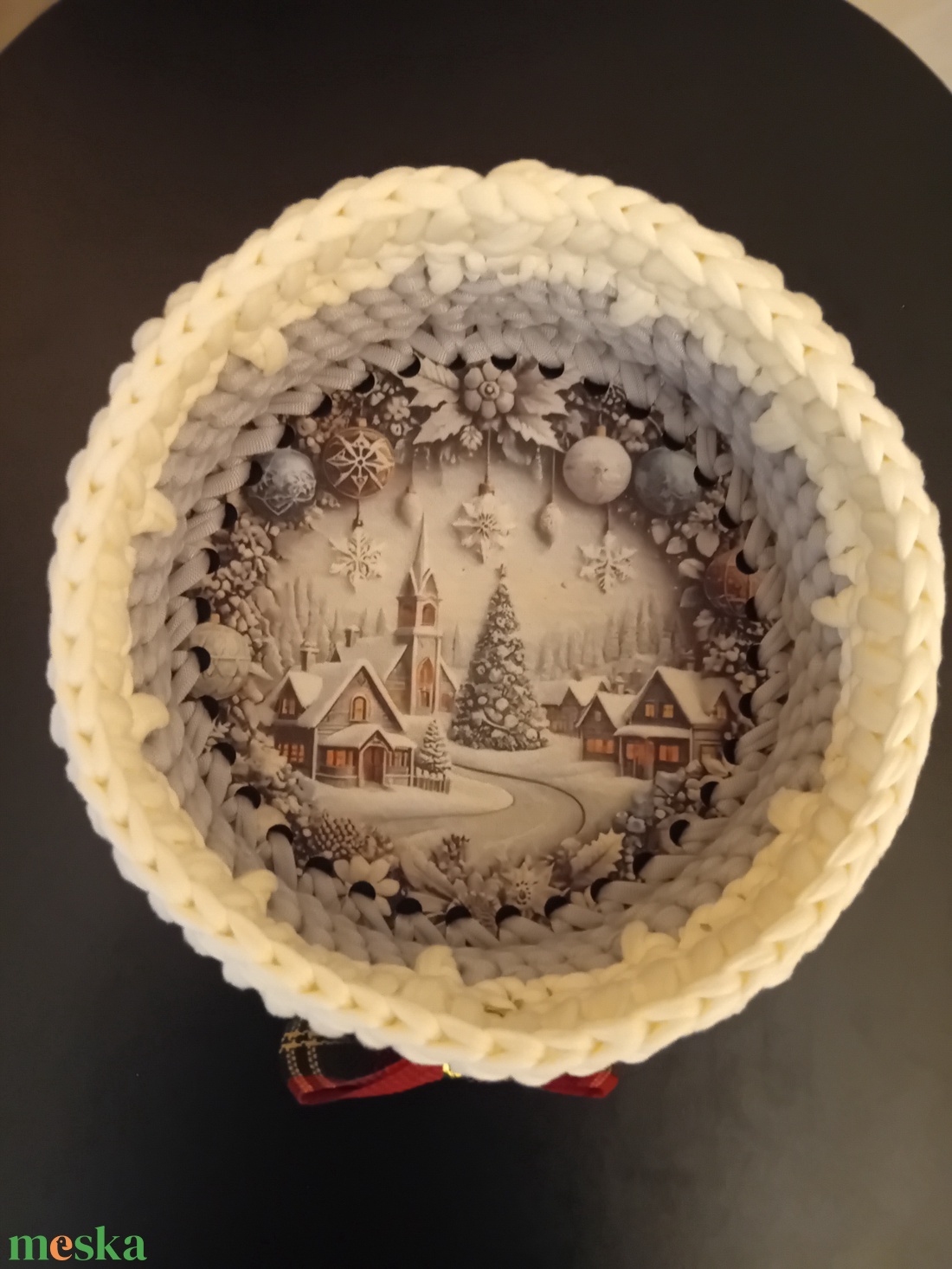 Horgolt kosárka - otthon & életmód - dekoráció - asztal és polc dekoráció - dekorációs tál, tartó - Meska.hu