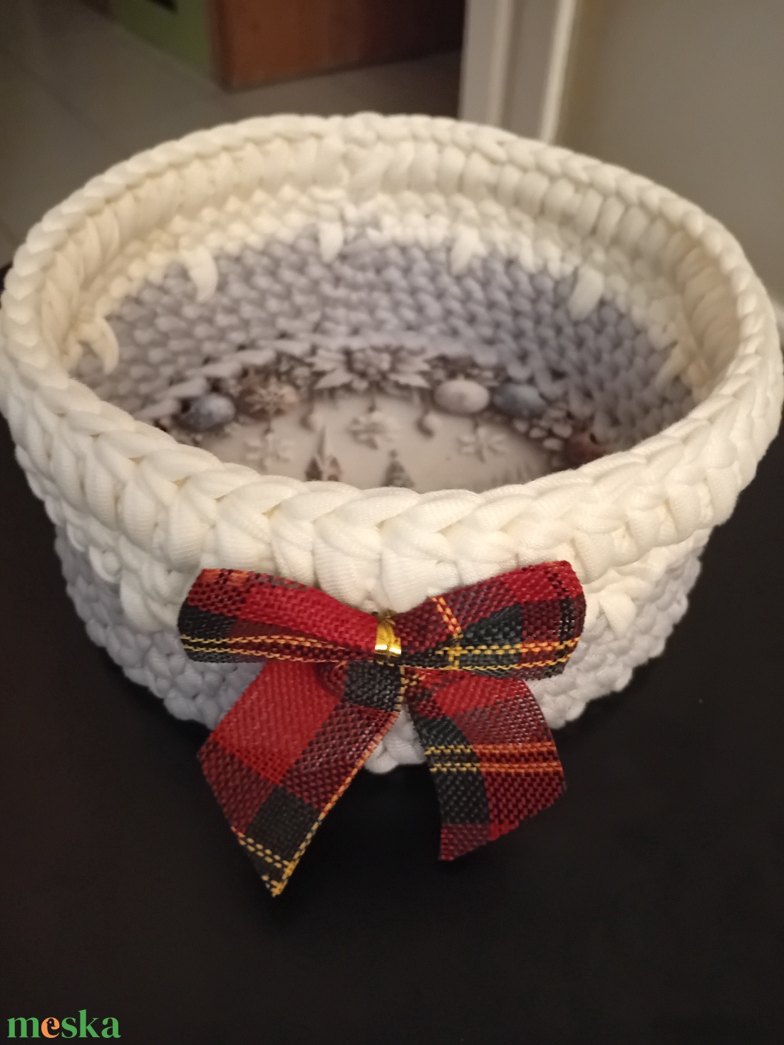 Horgolt kosárka - otthon & életmód - dekoráció - asztal és polc dekoráció - dekorációs tál, tartó - Meska.hu