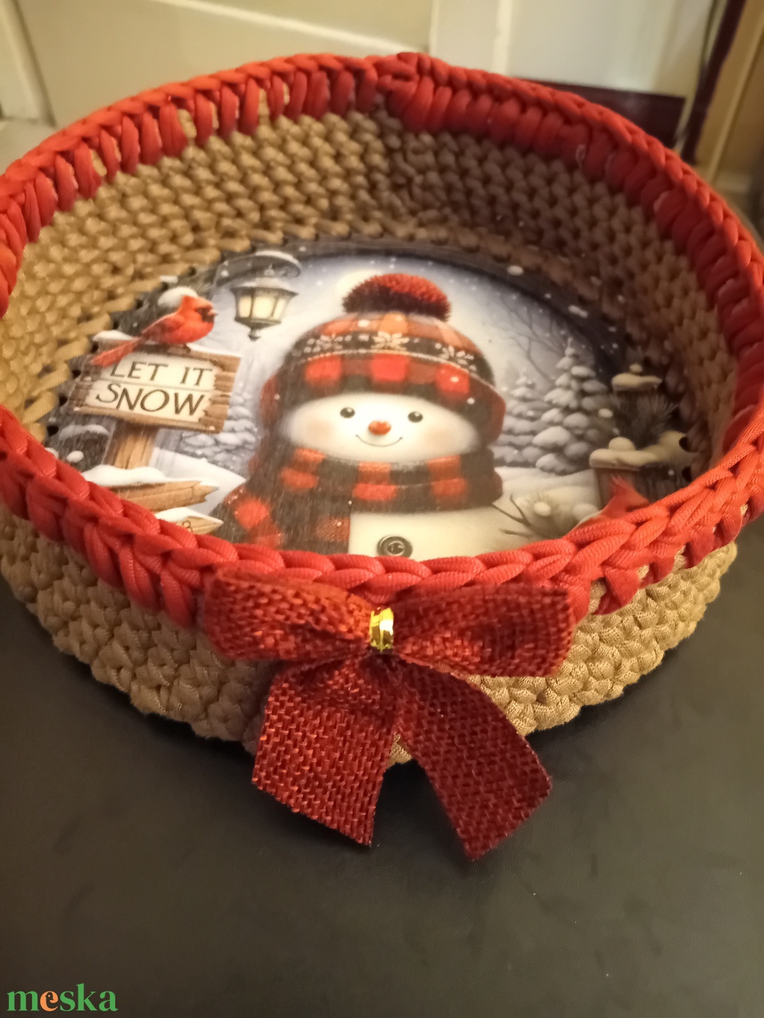 Horgolt kosárka - otthon & életmód - dekoráció - asztal és polc dekoráció - dekorációs tál, tartó - Meska.hu
