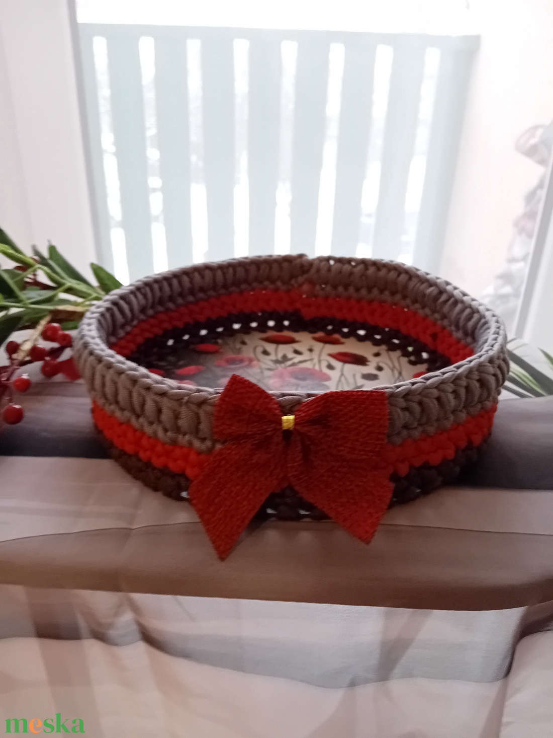 Horgolt kosárka - otthon & életmód - dekoráció - asztal és polc dekoráció - dekorációs tál, tartó - Meska.hu