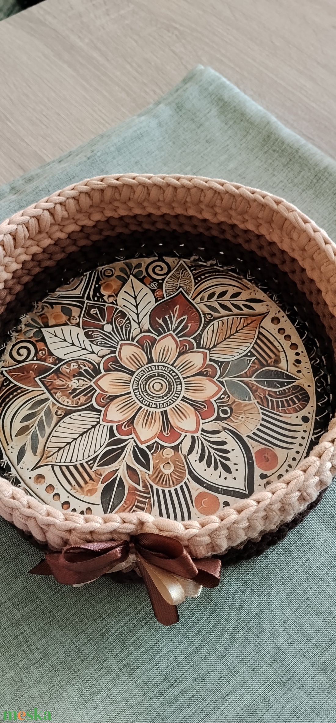 Horgolt kosárka - otthon & életmód - dekoráció - asztal és polc dekoráció - dekorációs tál, tartó - Meska.hu