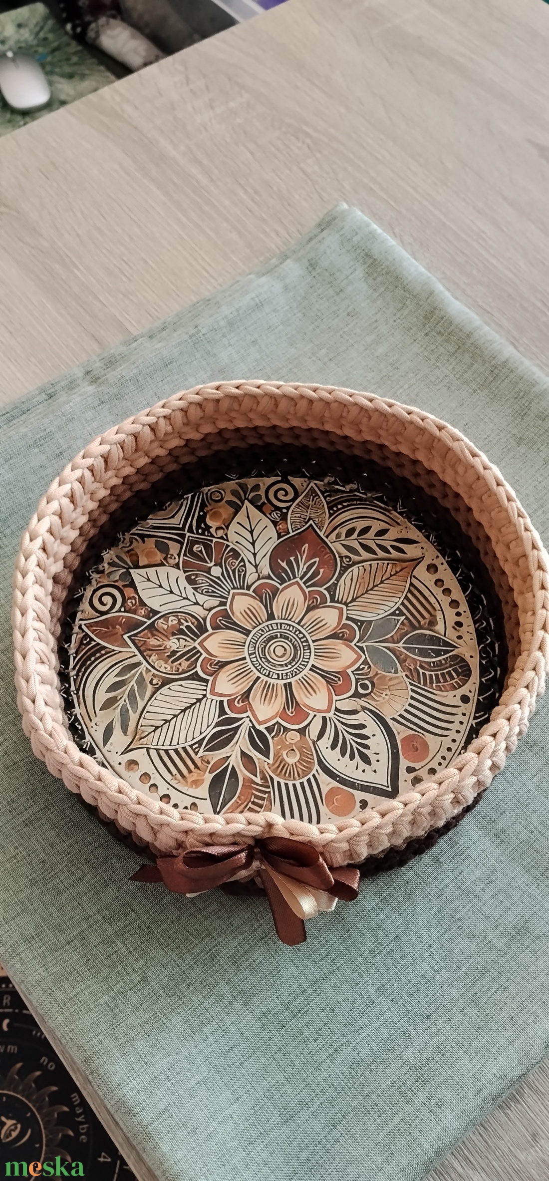 Horgolt kosárka - otthon & életmód - dekoráció - asztal és polc dekoráció - dekorációs tál, tartó - Meska.hu