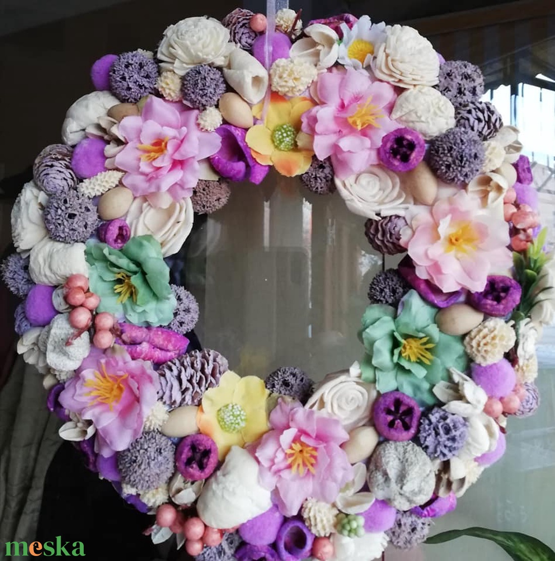 Tavaszi ajtódísz 40cm - otthon & életmód - dekoráció - ajtó- és ablak dekoráció - ajtódísz & kopogtató - Meska.hu