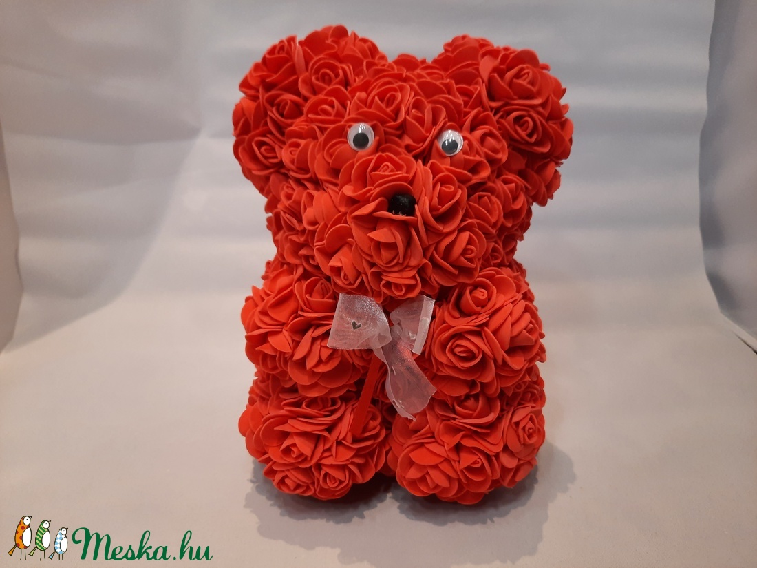 Rózsa maci 25 cm - esküvő - dekoráció - asztaldísz - Meska.hu