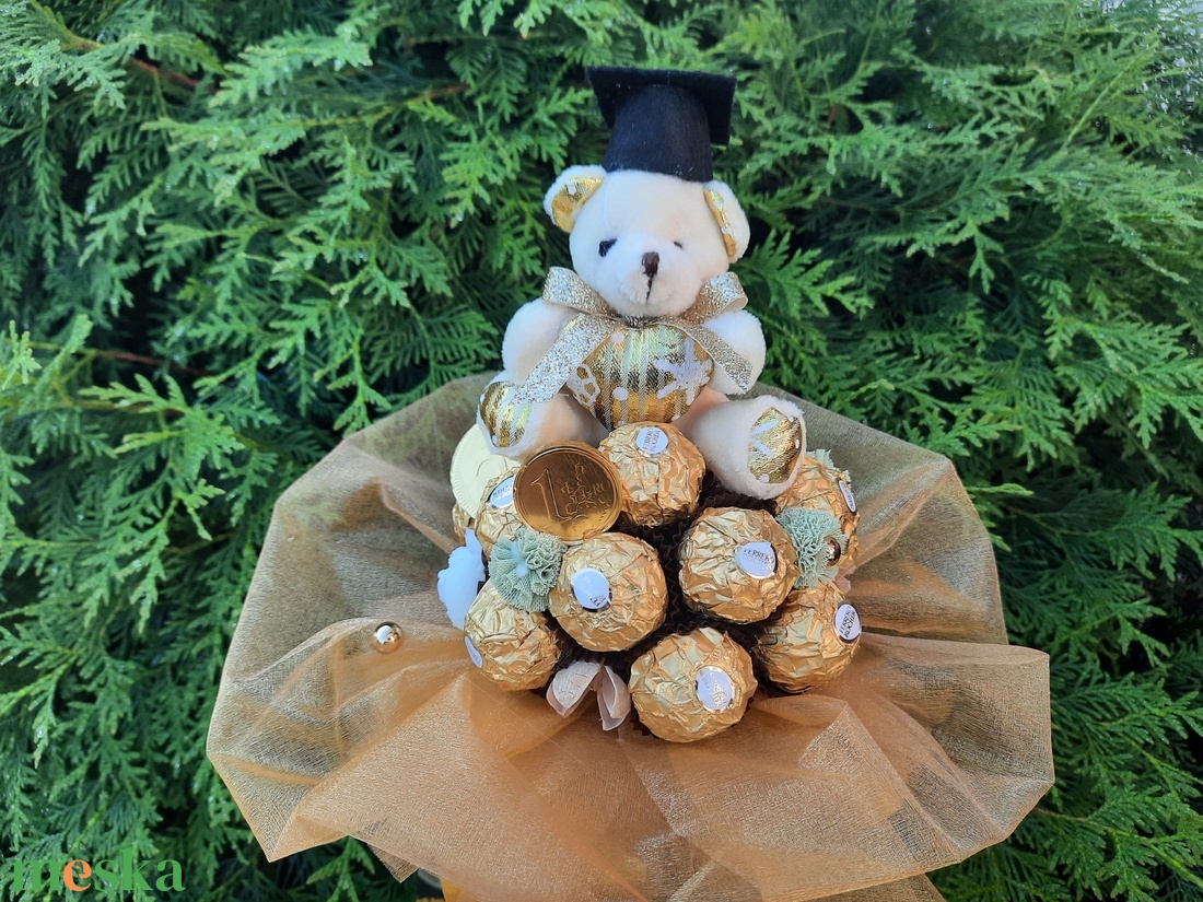 Rocher csokor ballagásra - otthon & életmód - dekoráció - virágdísz és tartó - csokor & virágdísz - Meska.hu