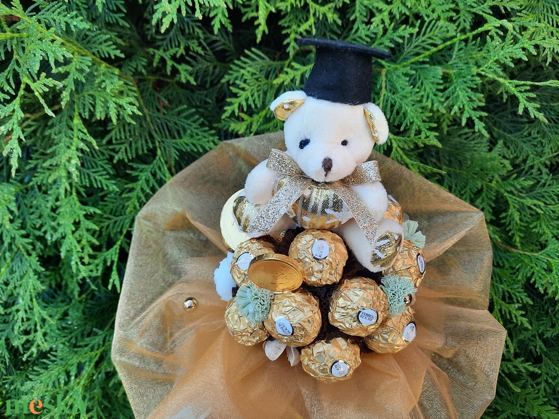 Rocher csokor ballagásra - otthon & életmód - dekoráció - virágdísz és tartó - csokor & virágdísz - Meska.hu