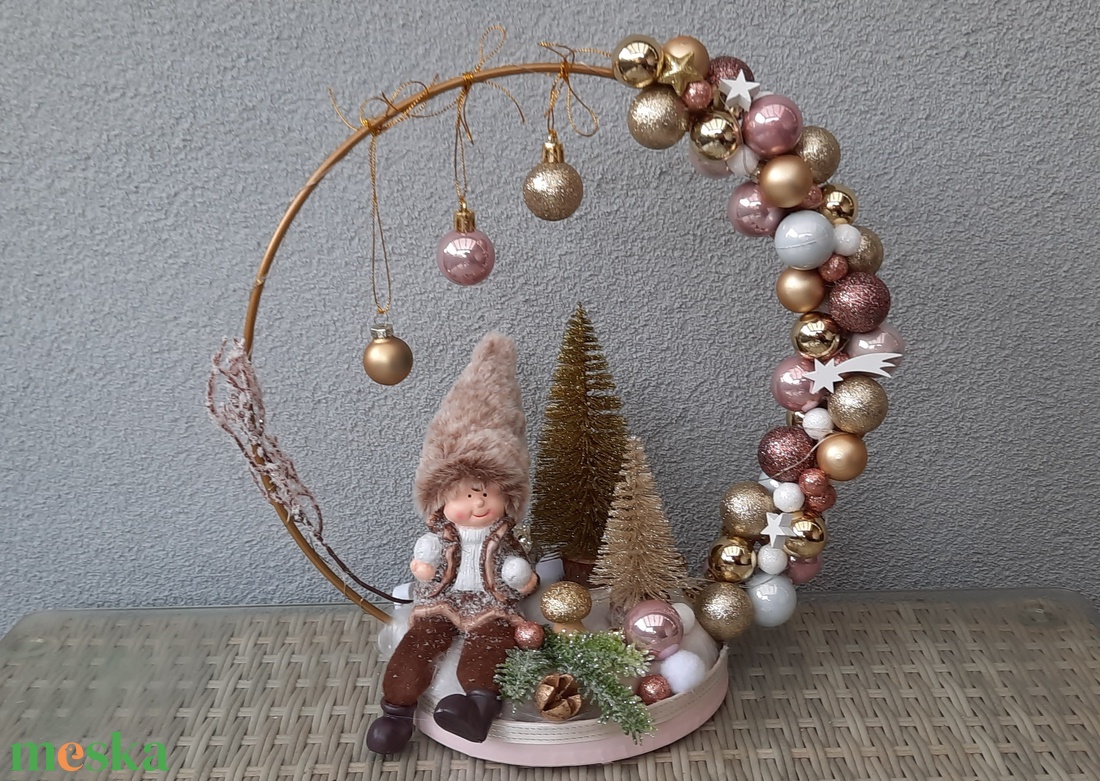 Karácsonyi asztaldísz világító ledsorral,33cm - karácsony - karácsonyi lakásdekoráció - ünnepi asztaldekoráció - Meska.hu