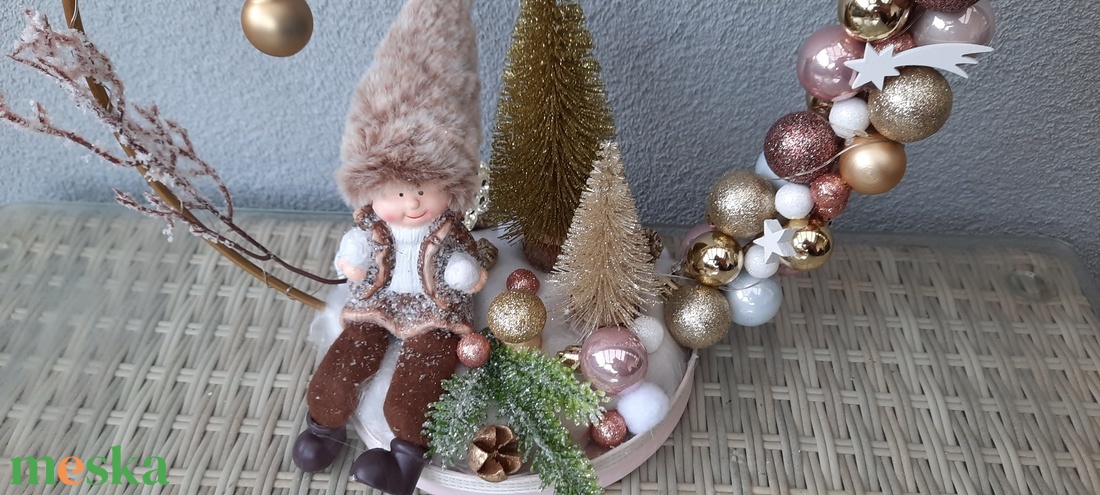 Karácsonyi asztaldísz világító ledsorral,33cm - karácsony - karácsonyi lakásdekoráció - ünnepi asztaldekoráció - Meska.hu