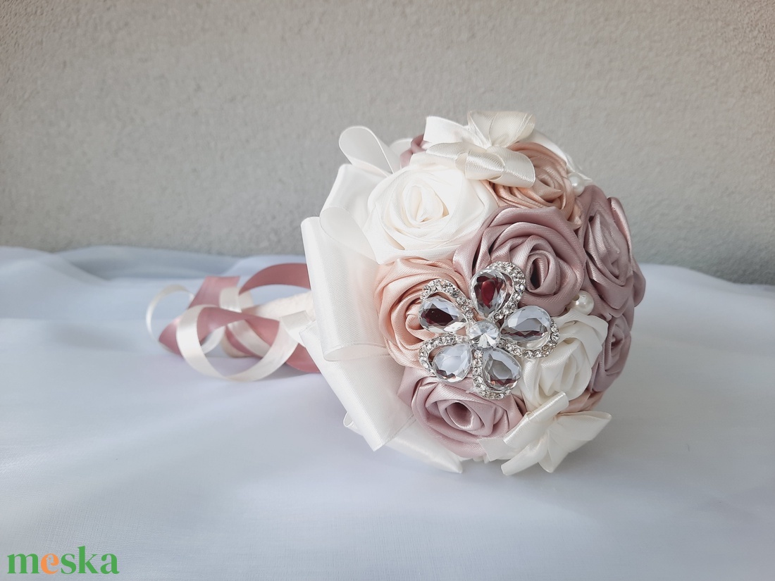 Rose gold,ekrü,púder színű örökcsokor - esküvő - menyasszonyi- és dobócsokor - Meska.hu
