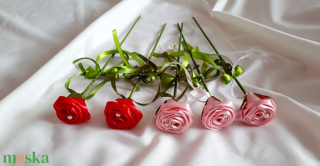 Nőnapi kézműves rózsaszál 5db - otthon & életmód - dekoráció - virágdekoráció - virágdíszítő kellékek - Meska.hu