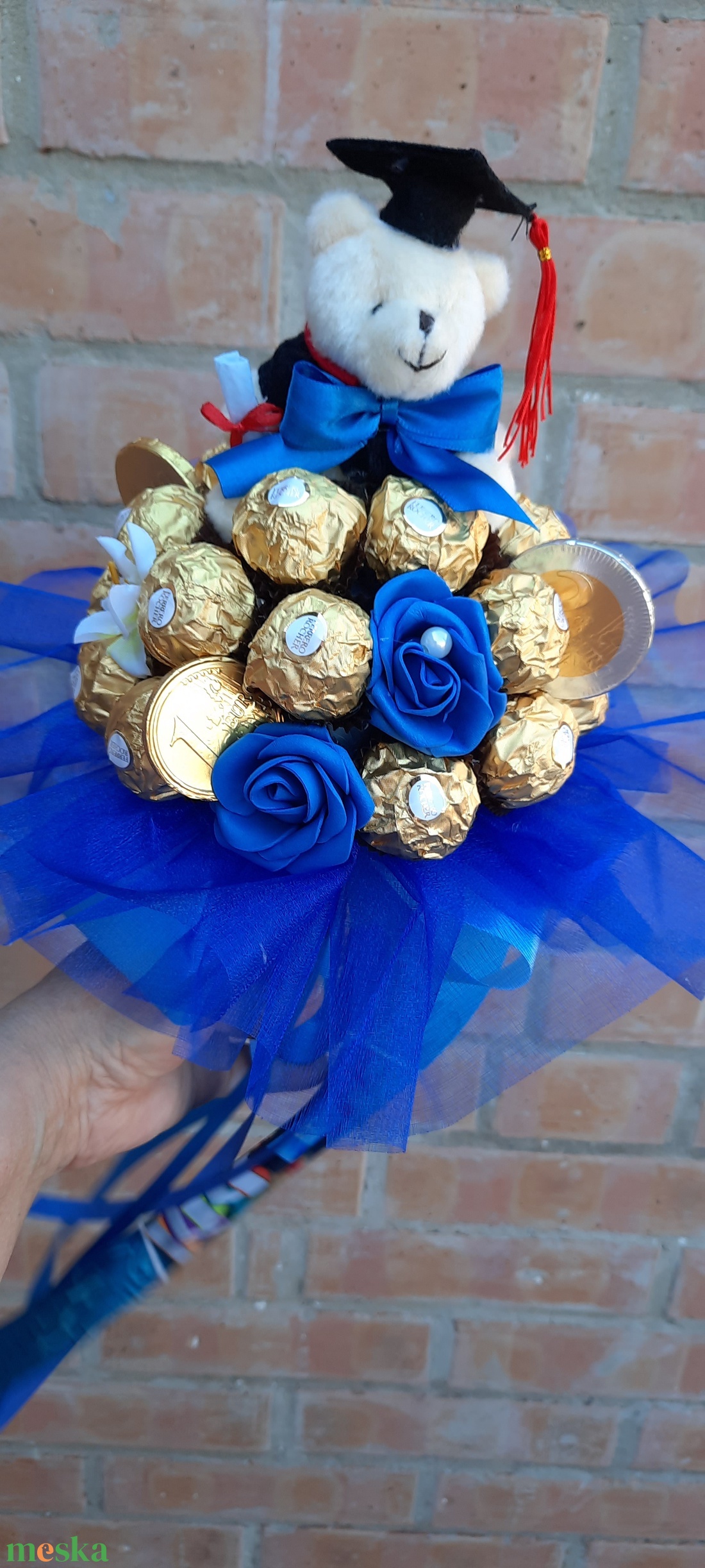 Rocher csokor diplomasapis macival - otthon & életmód - dekoráció - Meska.hu