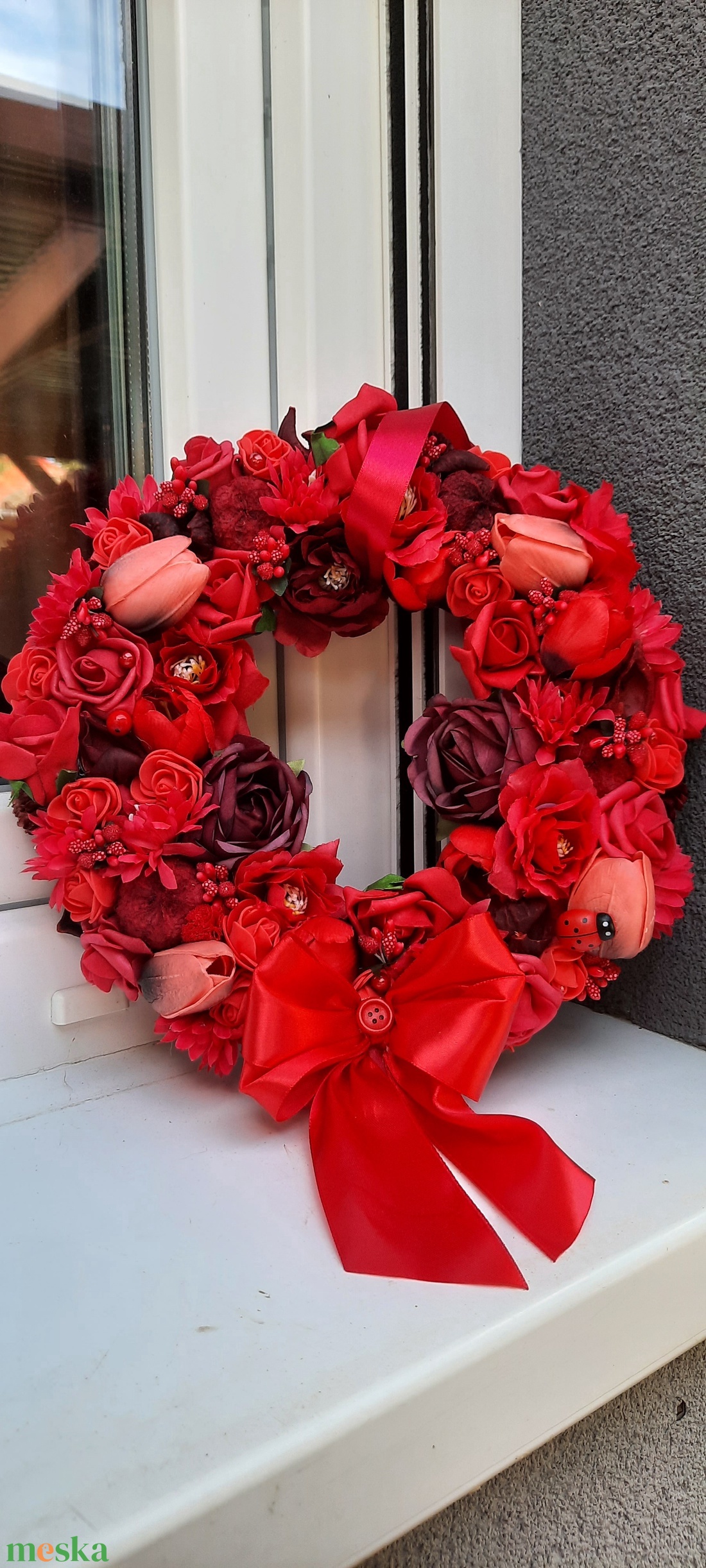 Piros ajtódísz  - otthon & életmód - dekoráció - ajtó- és ablak dekoráció - ajtódísz & kopogtató - Meska.hu