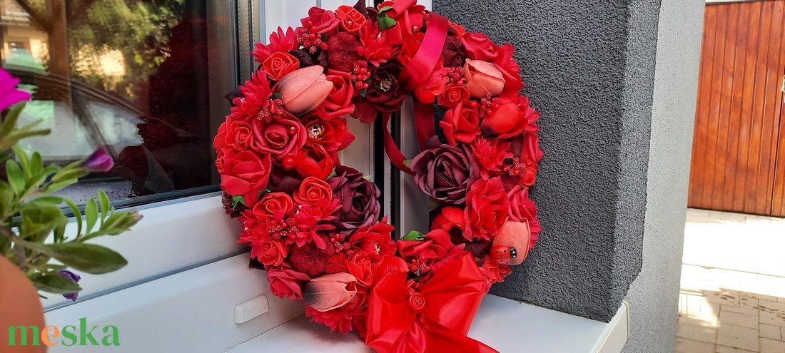 Piros ajtódísz  - otthon & életmód - dekoráció - ajtó- és ablak dekoráció - ajtódísz & kopogtató - Meska.hu