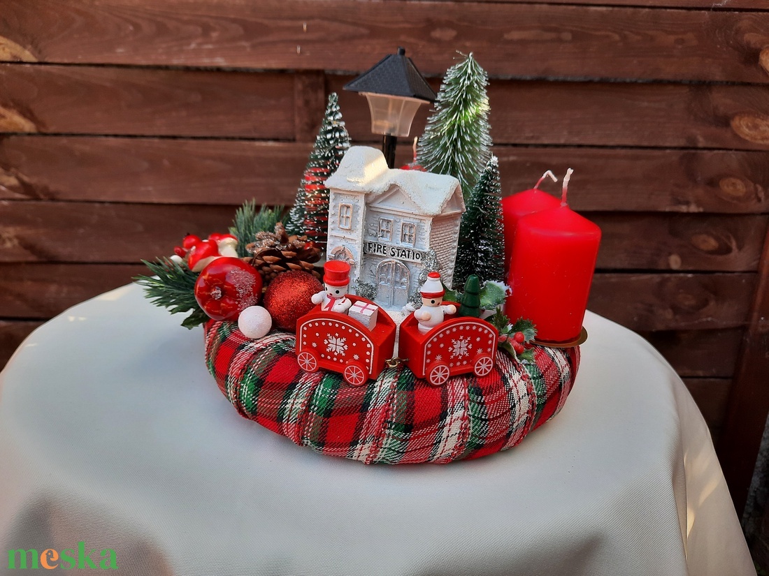 Adventi koszorú piros,zöld,fehér - karácsony - adventi díszek - adventi koszorú - Meska.hu