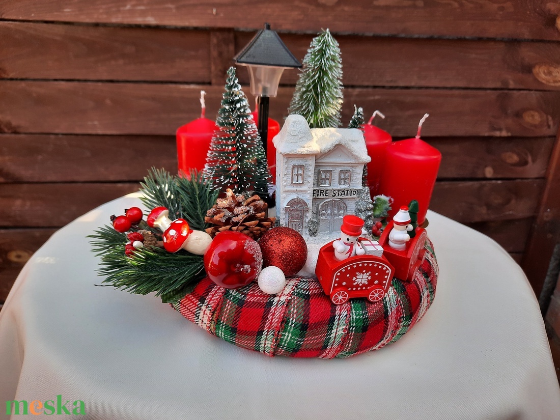 Adventi koszorú piros,zöld,fehér - karácsony - adventi díszek - adventi koszorú - Meska.hu