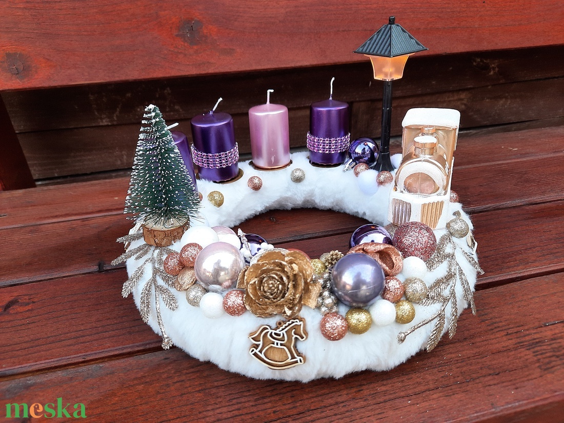 Adventi koszorú világító kandelláberrel, 3 lila,1 rózsaszín gyertyával - karácsony - adventi díszek - adventi koszorú - Meska.hu Adventi koszorú világító kandelláberrel, 3 lila,1 rózsaszín gyertyával - karácsony - adventi díszek - adventi koszorú - Meska.hu