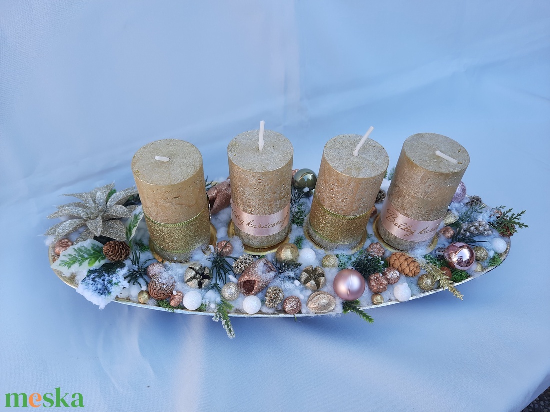 Adventi asztaldísz rosegold,arany színű - karácsony - adventi díszek - adventi koszorú - Meska.hu Adventi asztaldísz rosegold,arany színű - karácsony - adventi díszek - adventi koszorú - Meska.hu