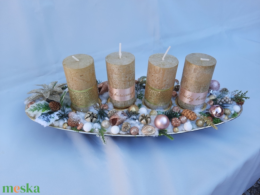 Adventi asztaldísz rosegold,arany színű - karácsony - adventi díszek - adventi koszorú - Meska.hu Adventi asztaldísz rosegold,arany színű - karácsony - adventi díszek - adventi koszorú - Meska.hu