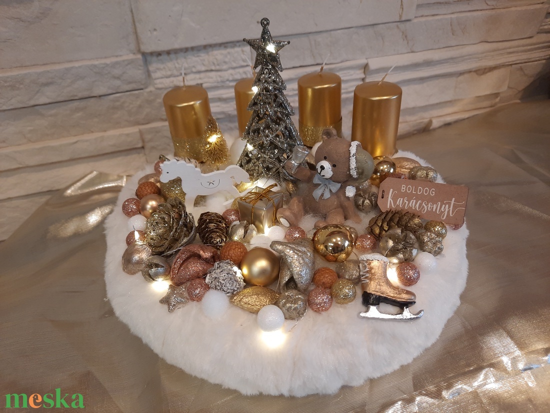 Macis adventi koszorú világító ledsorral  - karácsony - adventi díszek - adventi koszorú - Meska.hu