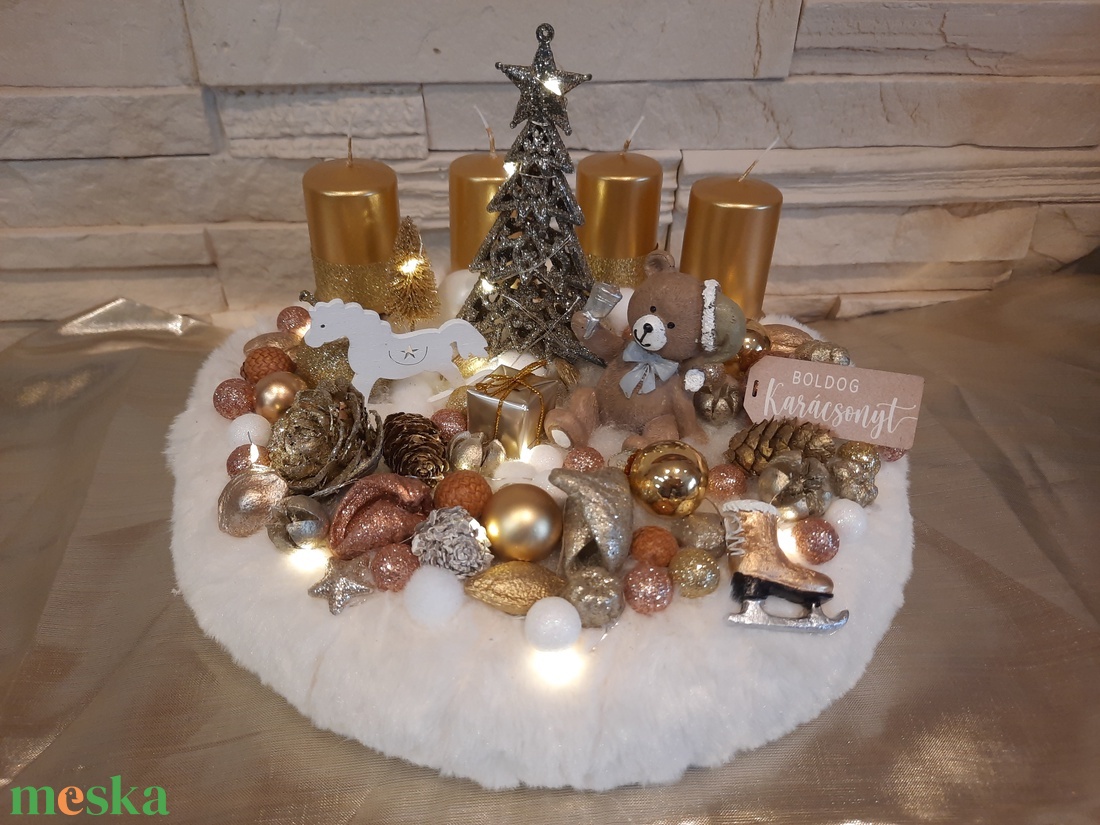 Macis adventi koszorú világító ledsorral  - karácsony - adventi díszek - adventi koszorú - Meska.hu