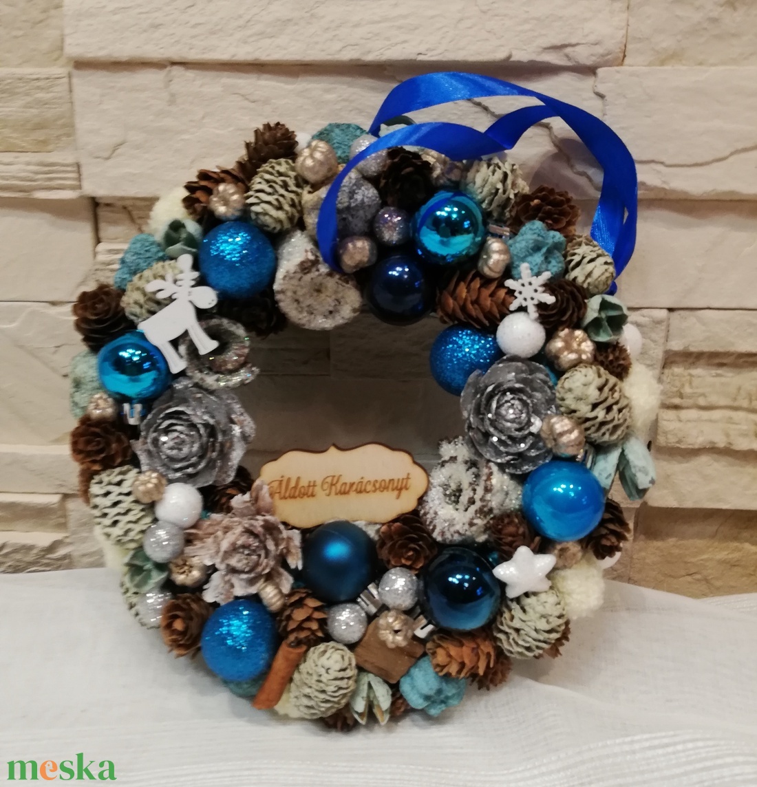 Karácsonyi ajtódísz kk,ezüst - karácsony - karácsonyi lakásdekoráció - karácsonyi ajtódíszek - Meska.hu