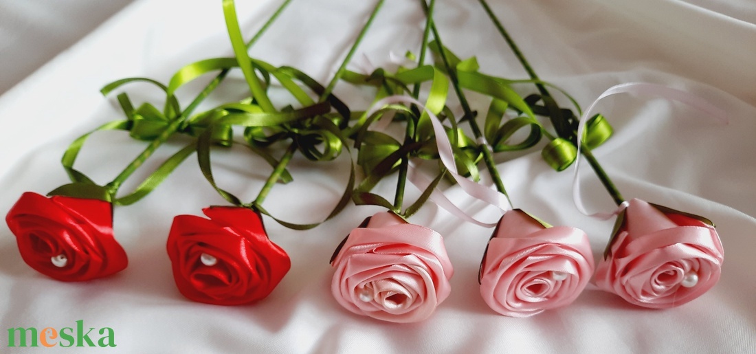 Nőnapi kézműves rózsaszál 5db - otthon & életmód - dekoráció - virágdekoráció - virágdíszítő kellékek - Meska.hu