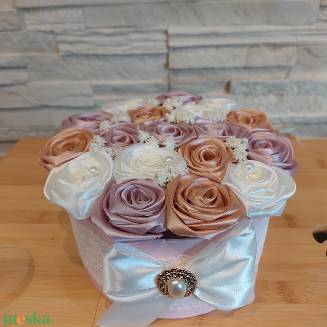 Szülőköszöntő virágdoboz selyemrózsákkal/2db/ - esküvő - emlék & ajándék - doboz - Meska.hu