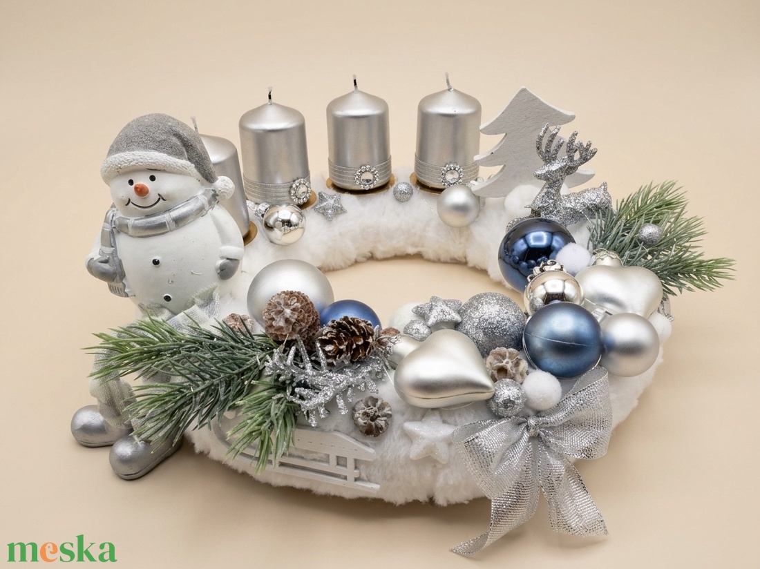 Adventi koszorú hóemberrel - karácsony - adventi díszek - adventi koszorú - Meska.hu