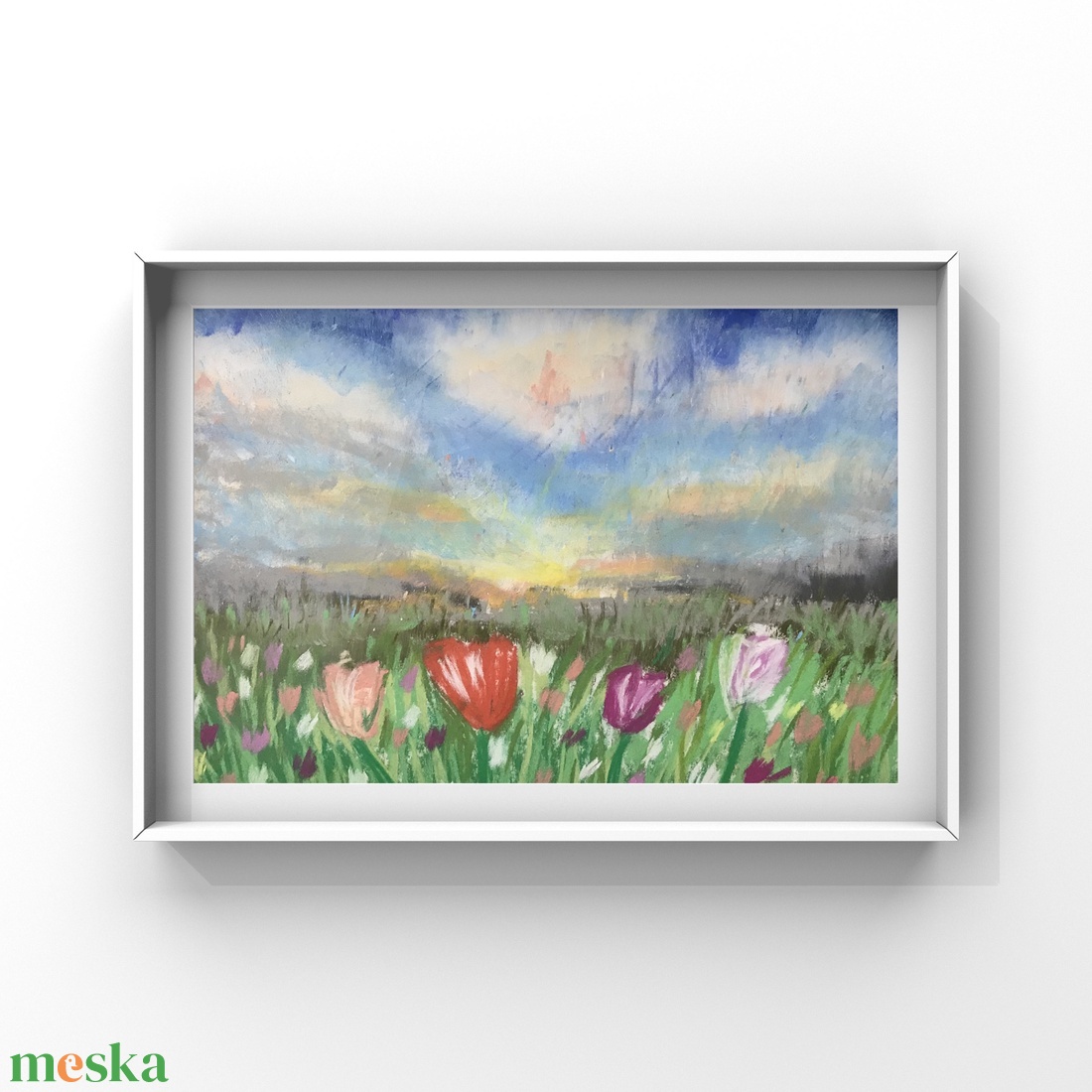 Tulipánföld - 24x30cm - Tulipánföld - művészet - festmény - pasztell - Meska.hu
