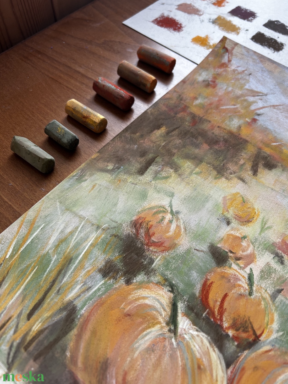 Tökmező -  A/3 -  Pasztellfestmény - művészet - festmény - pasztell - Meska.hu Tökmező -  A/3 -  Pasztellfestmény - művészet - festmény - pasztell - Meska.hu